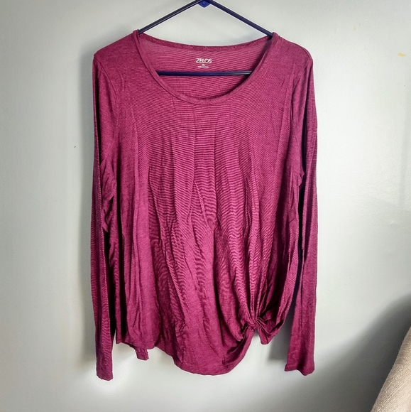ZELOS Tops - 5/$30 Zelos Pink Heather Knotted Longsleeve Shirt
